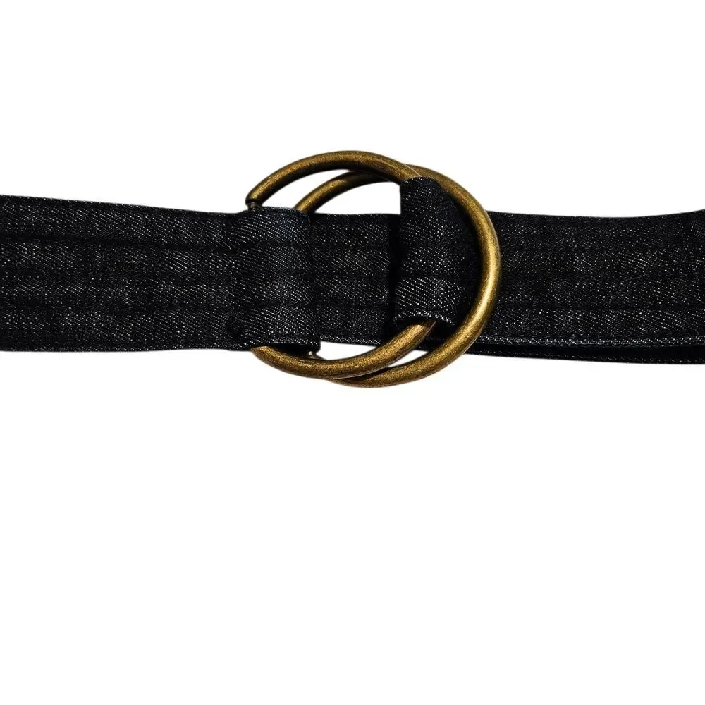 Casual Western Blue Denmin Belt with Gold Buckle Waist 38